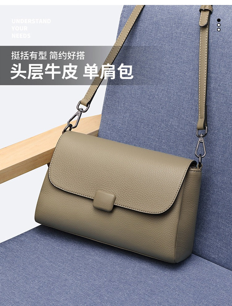 Leather women's single shoulder bag, cowhide, fashionable and versatile, mom bag. Small, new summer 2024 style. Simple and anti-theft. Crossbody bag for women.