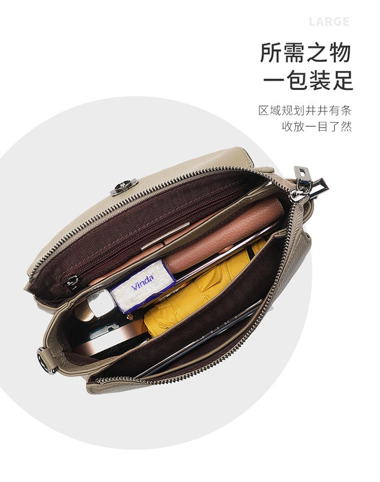 Leather women's single shoulder bag, cowhide, fashionable and versatile, mom bag. Small, new summer 2024 style. Simple and anti-theft. Crossbody bag for women.