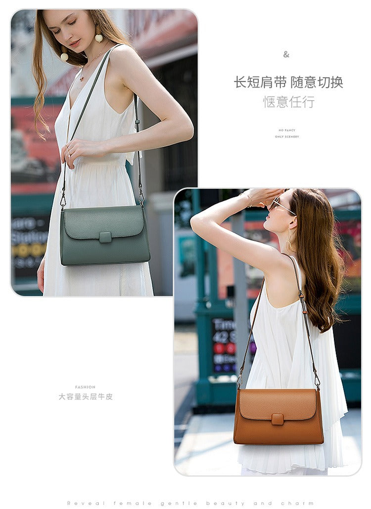 Leather women's single shoulder bag, cowhide, fashionable and versatile, mom bag. Small, new summer 2024 style. Simple and anti-theft. Crossbody bag for women.