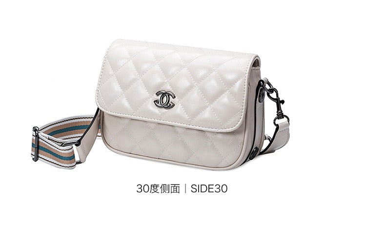 2024 New Women's Genuine Leather Handbag. Fashionable, high-end, simple, quilted and with chain strap for crossbody.