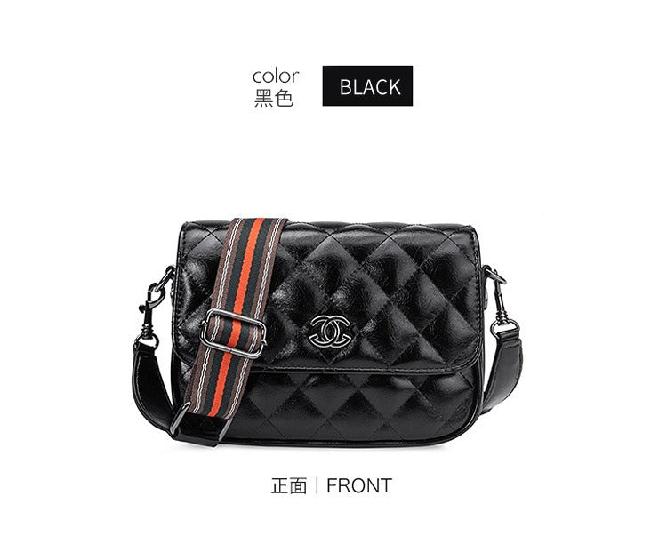 2024 New Women's Genuine Leather Handbag. Fashionable, high-end, simple, quilted and with chain strap for crossbody.