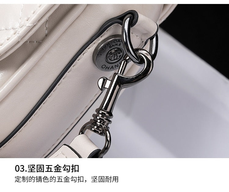 2024 New Women's Genuine Leather Handbag. Fashionable, high-end, simple, quilted and with chain strap for crossbody.