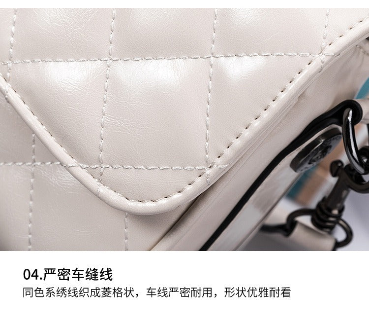 2024 New Women's Genuine Leather Handbag. Fashionable, high-end, simple, quilted and with chain strap for crossbody.