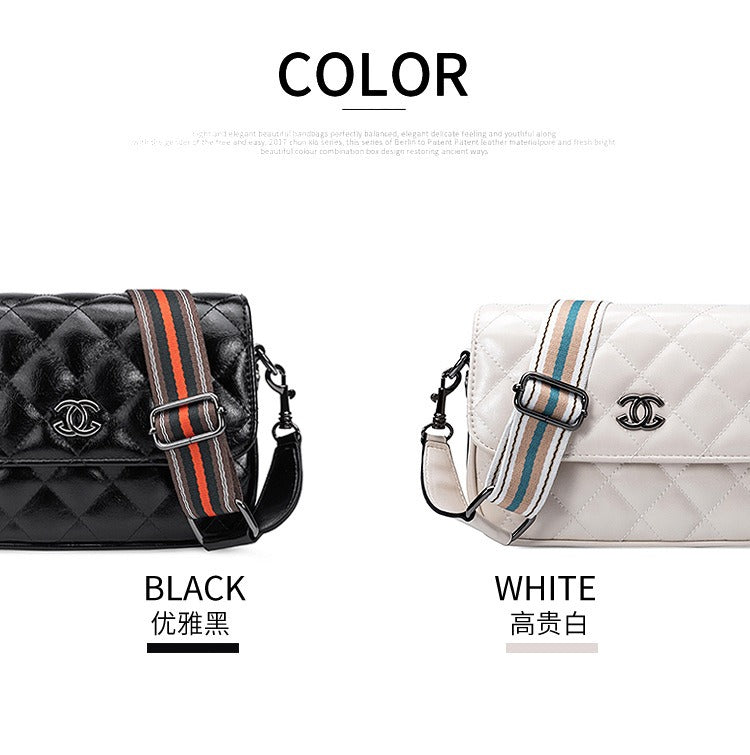 2024 New Women's Genuine Leather Handbag. Fashionable, high-end, simple, quilted and with chain strap for crossbody.