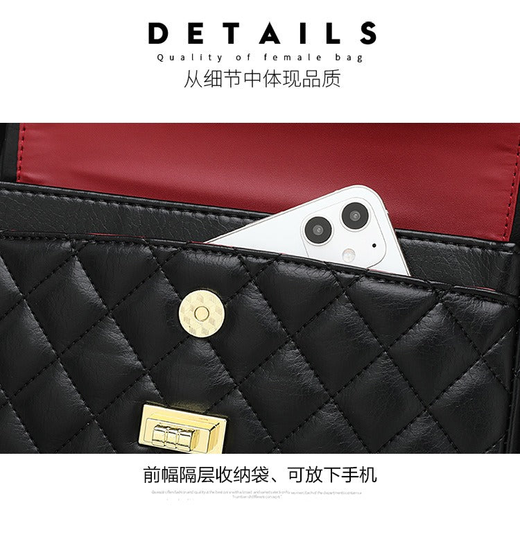 2024 New brand women's bag, retro style, high-end diamond quilted, genuine leather crossbody