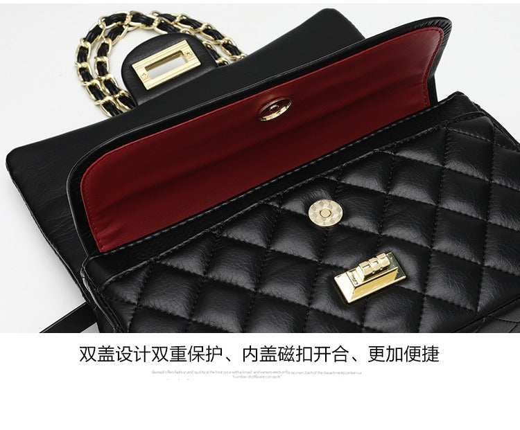 2024 New brand women's bag, retro style, high-end diamond quilted, genuine leather crossbody