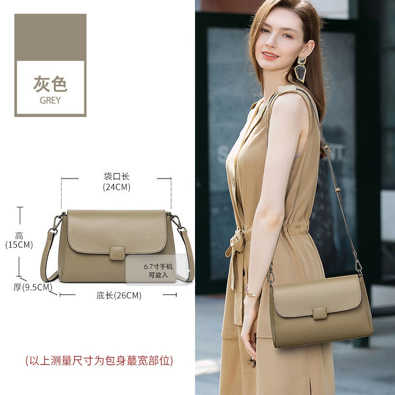 Leather women's single shoulder bag, cowhide, fashionable and versatile, mom bag. Small, new summer 2024 style. Simple and anti-theft. Crossbody bag for women.