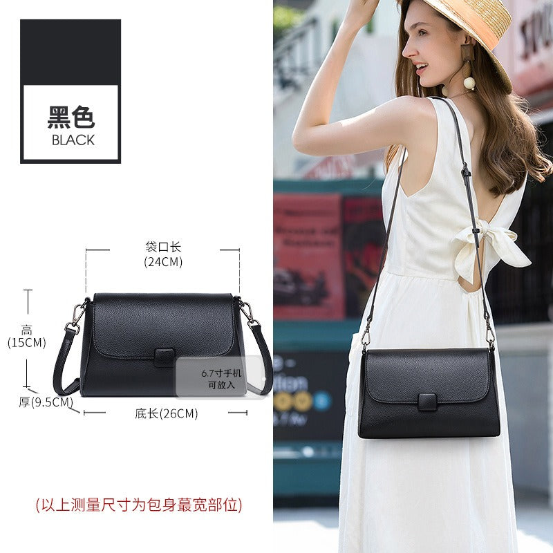 Leather women's single shoulder bag, cowhide, fashionable and versatile, mom bag. Small, new summer 2024 style. Simple and anti-theft. Crossbody bag for women.